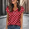 Женские топы с пятнами, блузка с коротким рукавом, рубашки с V-образным вырезом, деловые повседневные наряды