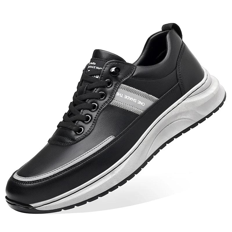 Уличная мода повседневные черно-белые кроссовки летняя обувь мужская на шнуровке из натуральной кожи плоские туфли мужская обувь класса люкс