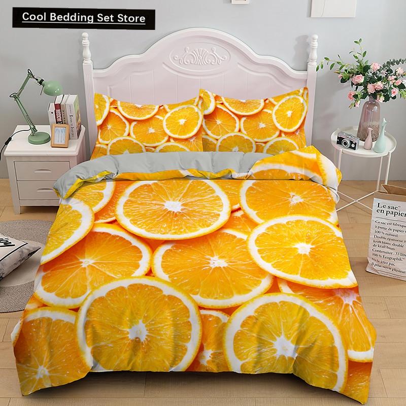 Пододеяльник с фруктовым малиновым принтом King Queen Double Size 3D Grapefruit Blueberry Мягкий комплект постельного белья 2/3 шт. Полиэстеровый пододеяльник