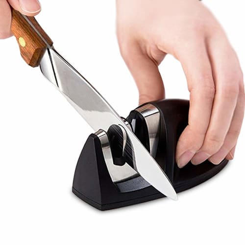 Точилка для ножей, Нержавеющая сталь, С алмазным покрытием, 2-ступенчатая точилка