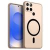 Магнитный железный кольцевой чехол для телефона для realme C25Y, C21Y Матовый мягкий ТПУ Ударопрочный чехол