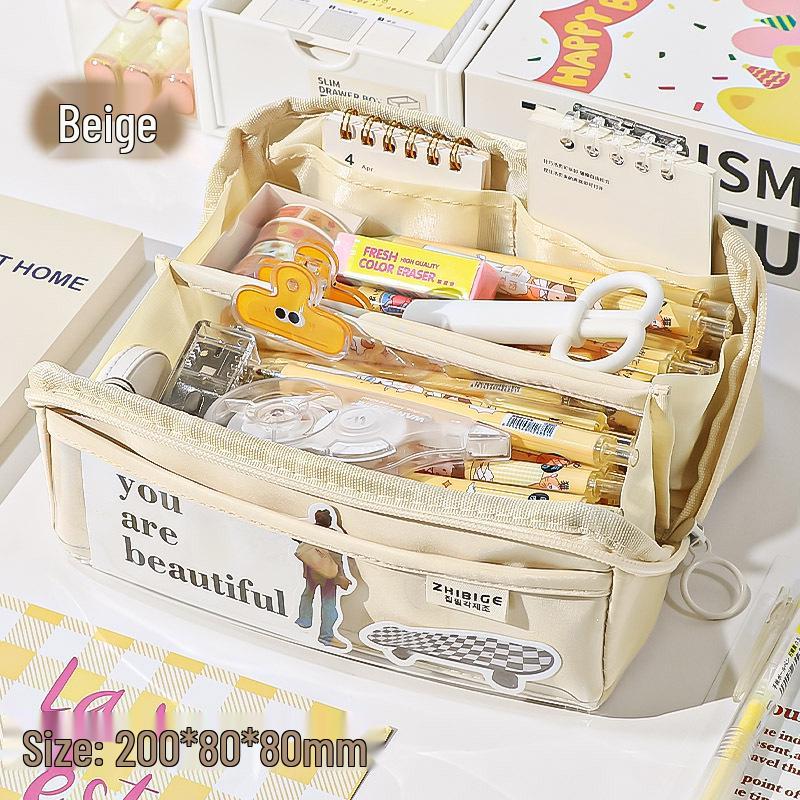 Прозрачный многослойный пенал-капибара - Большая вместимость, высококачественный органайзер для канцтоваров для детей
