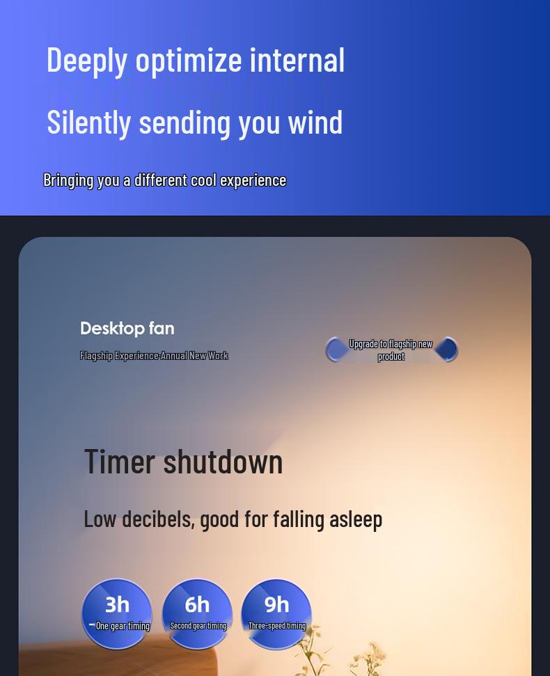Portable Rechargeable Fan with Long Battery Life for Dormitory, Office, or Wall Mounting
