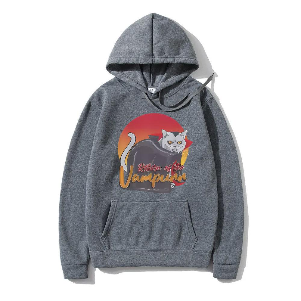 The Return of Vampurr Cat Funny Meme Hoodie Male Casual Autumn Winter Fleece Streetwear