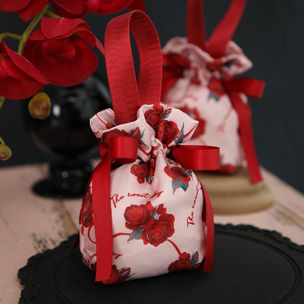 Сумка-мешочек из ткани с кулиской, холщовая сумка с узлом на запястье в корейском стиле, праздничный мешочек для сладостей, фестиваль