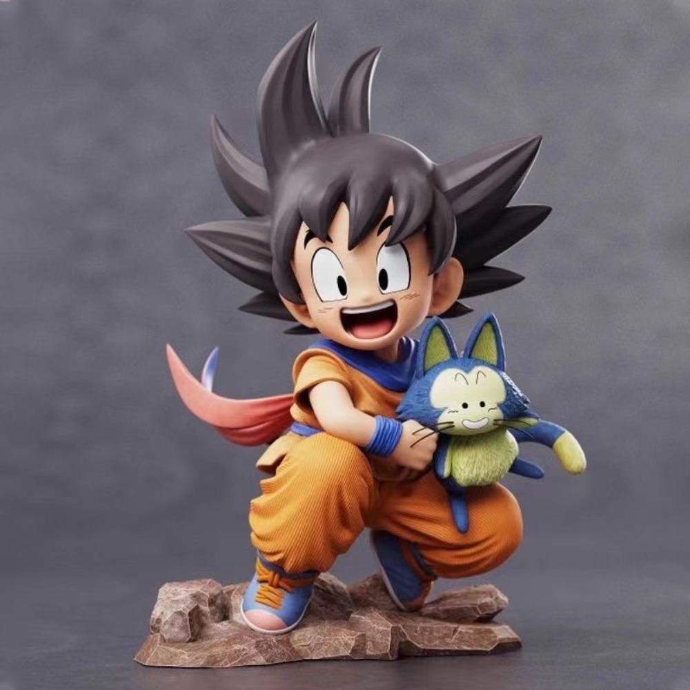 10cm/3.94in Anime Dragon Ball Childhood Little Goku Hugs Puer Action Figures Pvc Desktop Ornamen Collection Model Toys Gifts Round Sensory Compression