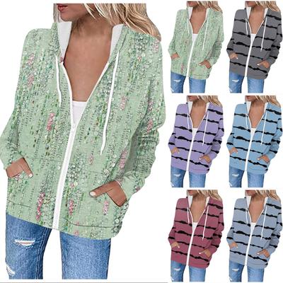 Женские модные повседневные однотонные толстовки с длинными рукавами, толстовки на молнии, пальто с карманом