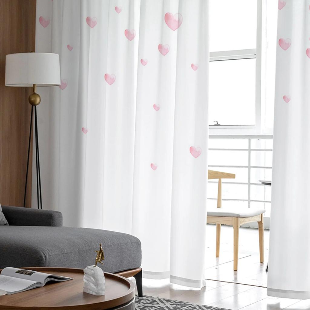 День святого Валентина тюлевые шторы с сердечками для гостиной, прозрачные занавески для спальни, кухни, жалюзи, вуаль, шторы