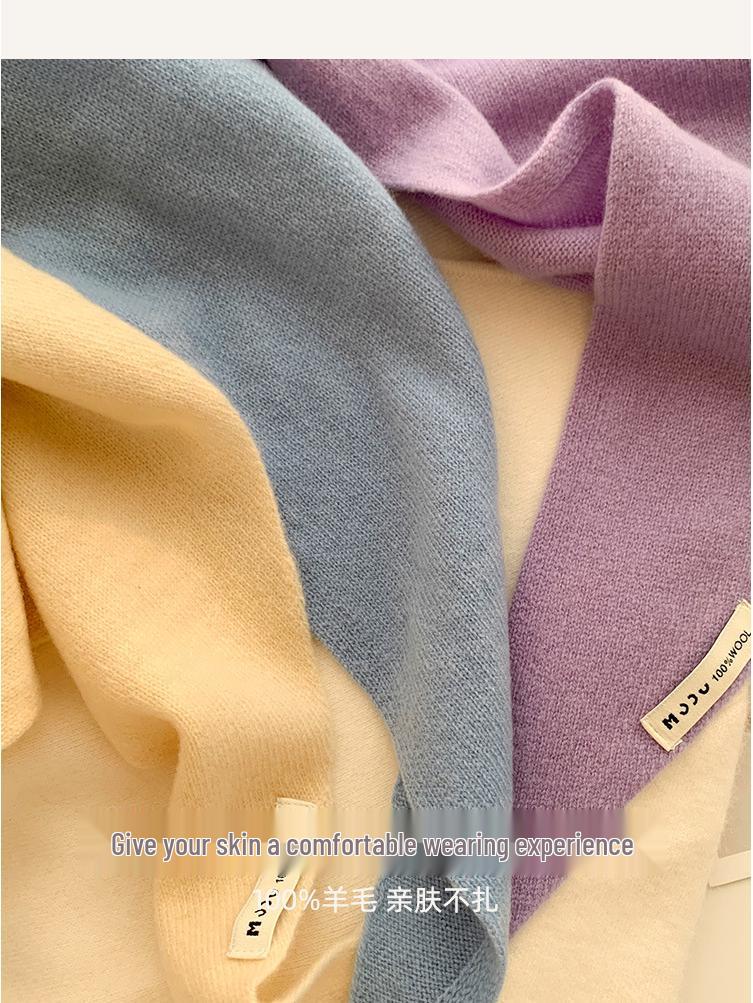 Женский вязаный треугольный шерстяной платок-шаль - Осенне-зимний многофункциональный теплый головной платок