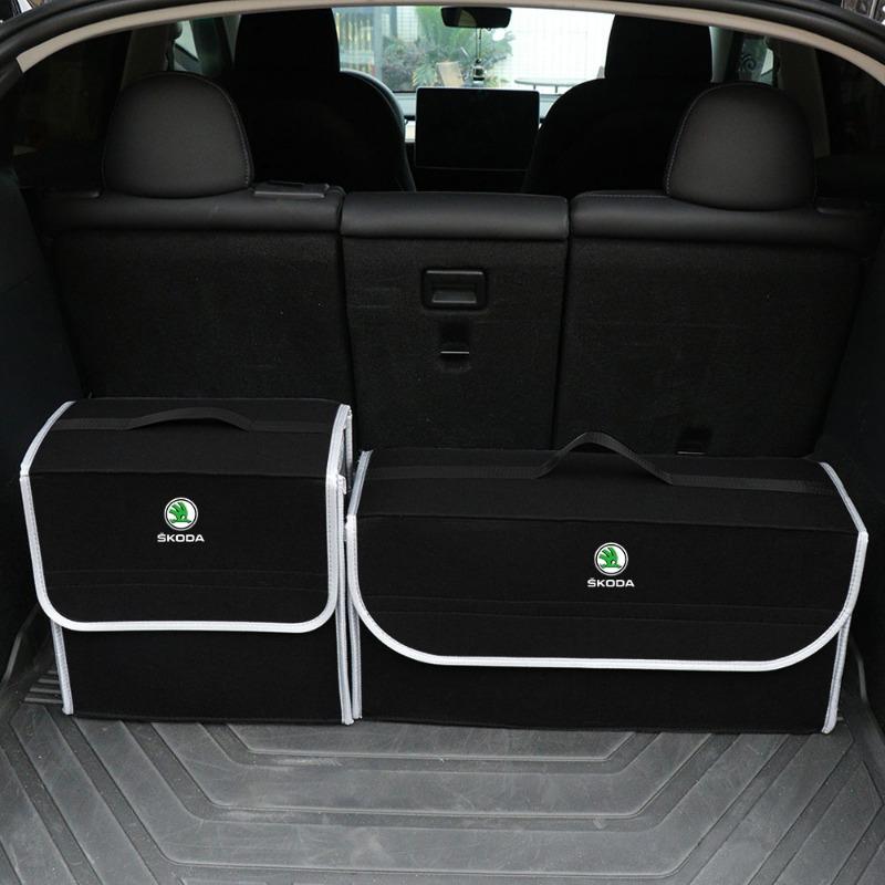 Car Soft Felt Storage Bag Organizer Car Foldable Trunk Bag Car Accessories For Skoda Octavia MK2 MK3 2 A7 Fabia Karoq Kodiaq Superb Rapid Yeti