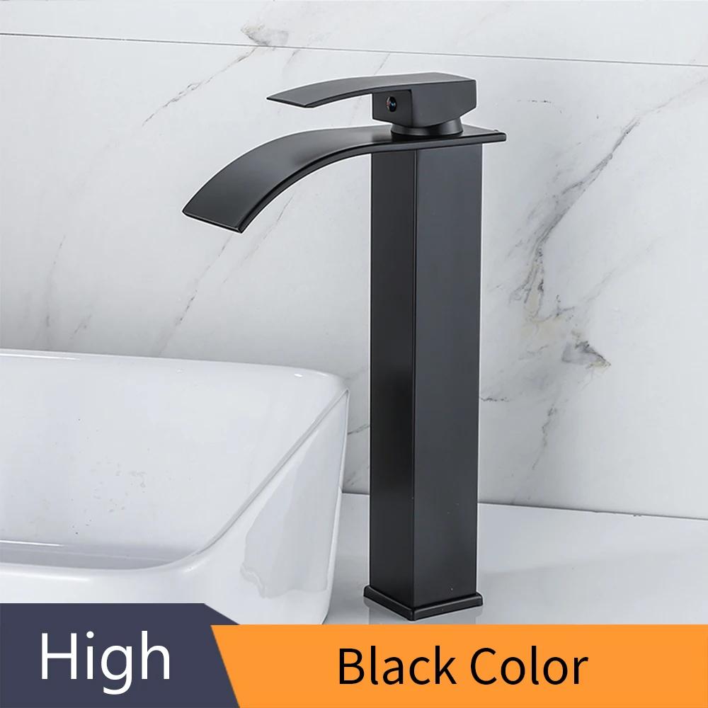 Gold Basin Faucet Deck Mounted Single Lever Bathroom Crane Waterfall Brass Bathroom Tap Hot Cold Water Mixer Taps 503