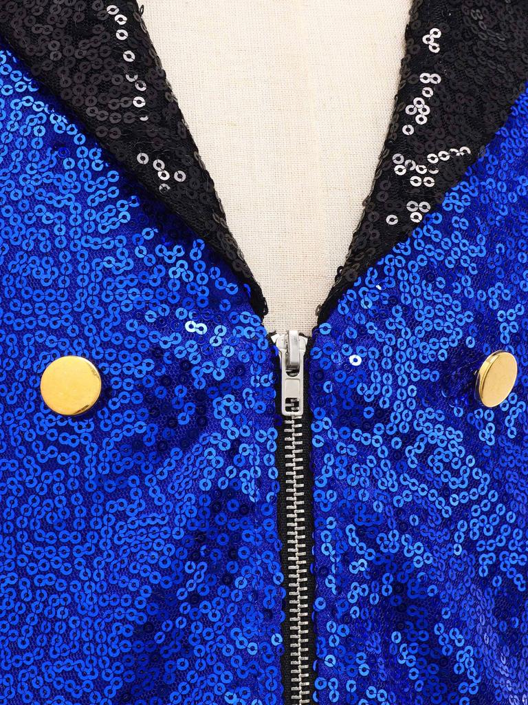 Boys Sparkly Sequins Medieval Vest Front Zip Victorian Waistcoat Circus Tailcoat Halloween Costume