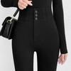 High-waisted Tight Black Bottoming Pants Outer Wear Spring and Autumn 3 Buttons Small Foot Pencil Pants Slim Anti-pilling Hundred with Long Pants