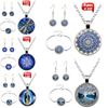 Fashion, Dragonfly Blue Time Gem Three-piece Set, Tree of Life Personality Versatile Necklace Bracelet Earrings