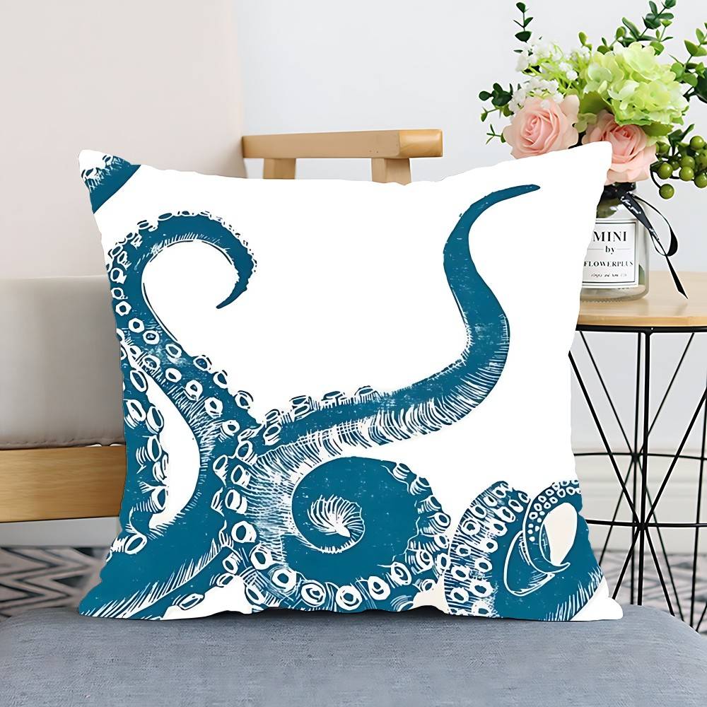 Seahorse Whale Starfish Turtle Blue Ocean Pillow Case Cushion Cover Polyester Decorative Sofa Cushion Pillowcase Home Decor