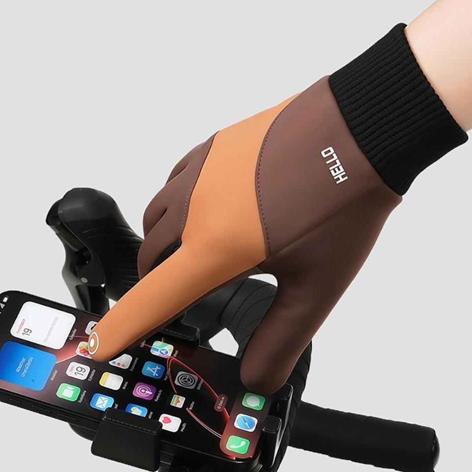 Getinfit Велосипедные перчатки Зимние из износостойкого флиса Утолщенные Ветрозащитные Водонепроницаемые С сенсорным экраном Для вождения На открытом воздухе Лыжи Пеший туризм