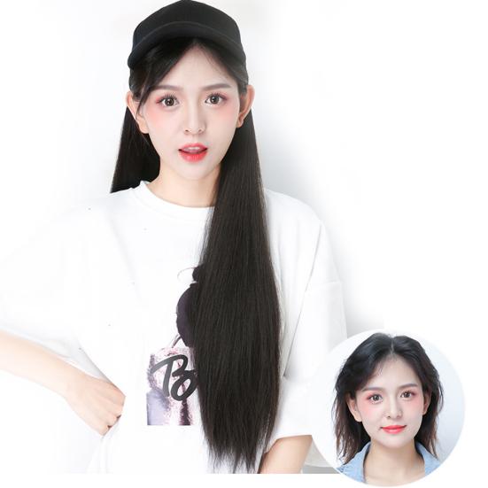 Yousheng Creative Women 2 в 1 Длинный прямой парик из вьющихся волос с бейсбольной кепкой