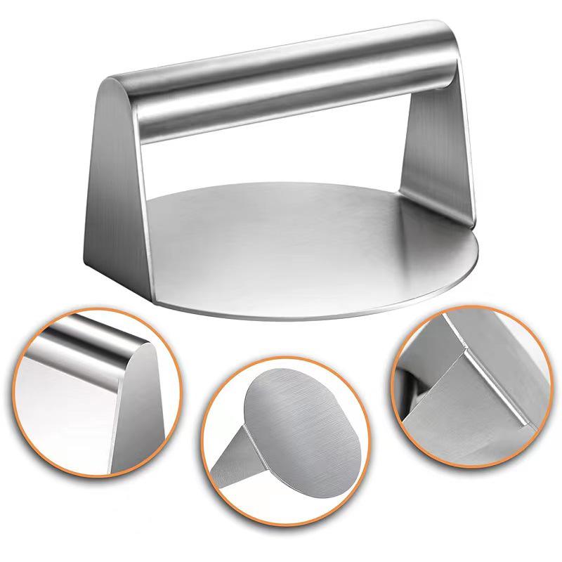 Stainless Steel Square Patty & Steak Press - Manual Teppanyaki & Hamburger Tool