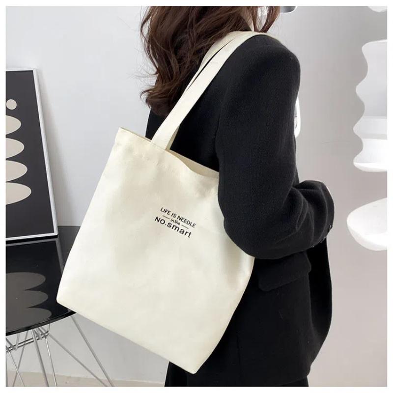 Женская холщовая сумка-тоут, повседневная на плечо, для работы, большая вместимость, с ручками, многофункциональная, большая хозяйственная сумка