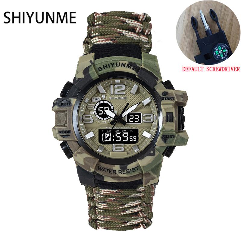Мужские военные часы SHIYUNME G-Style Водонепроницаемые с хронографом, светодиодным электронным компасом, для активного отдыха, мужские часы Relogios Masculino