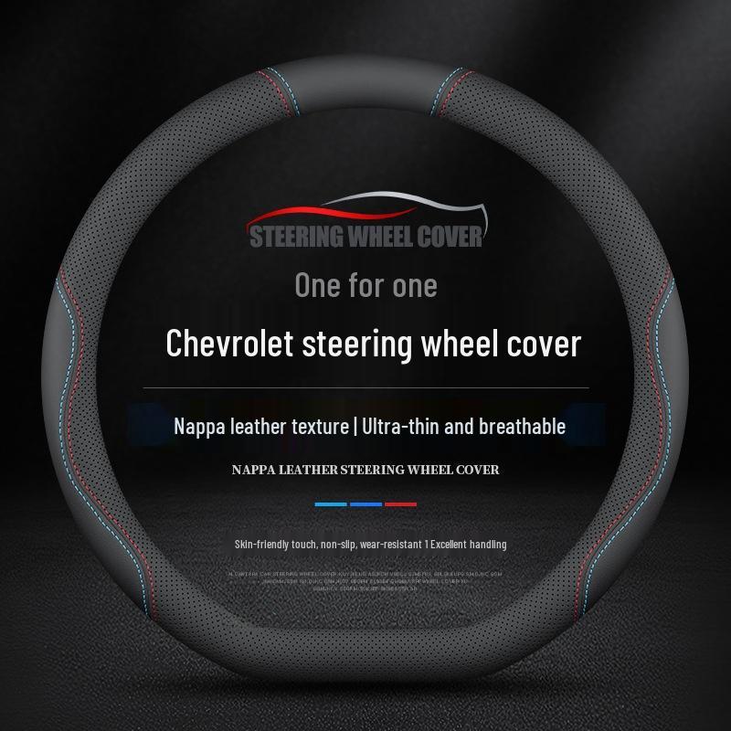 Genuine Leather Steering Wheel Cover for Chevrolet Cruze, Equinox, Malibu XL, and Cavalier