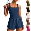 Женская теннисная юбка модный однотонный без рукавов повседневный спортивный короткий комбинезон
