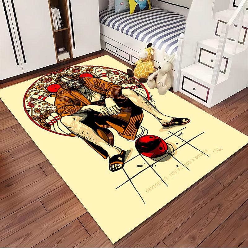 "Retro Bowling Dude Carpet" suitable as a non-slip mat for the living room or bedroom sofa
