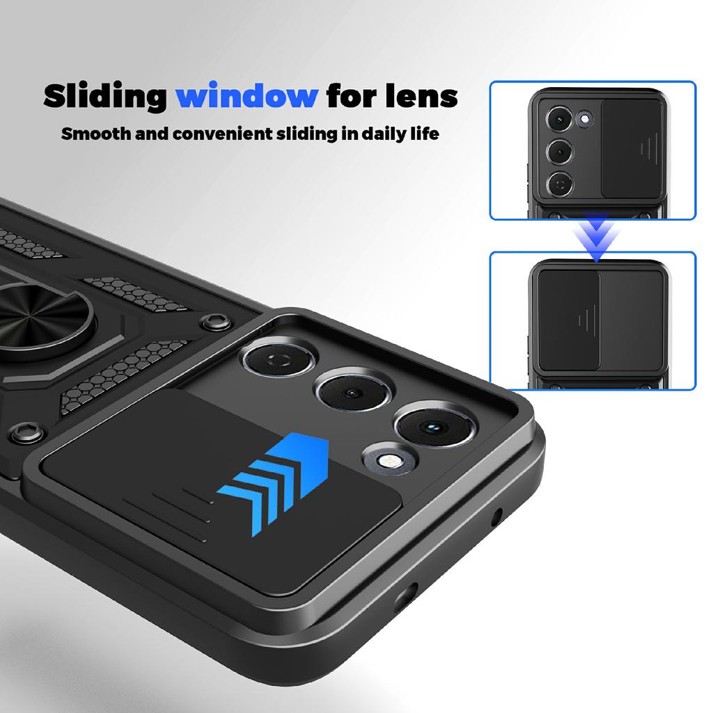 Чехол для TECNO Spark 40 Pro+ 4G со шторкой для камеры, из ПК + ТПУ, с подставкой, чехол для телефона