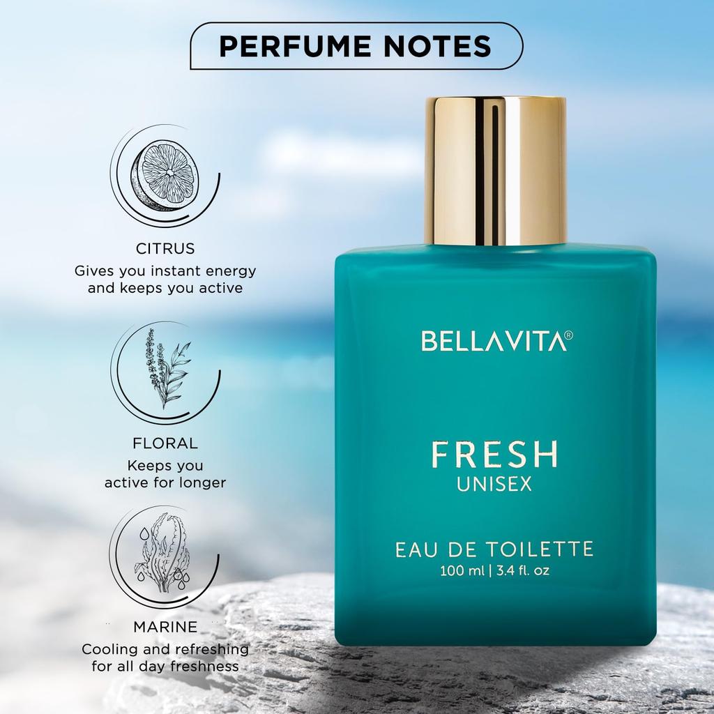 Bella Vita Luxury Fresh Unisex Long Lasting Perfume | Citrus, Floral Premium Fragrance for Men and Women - 100ml