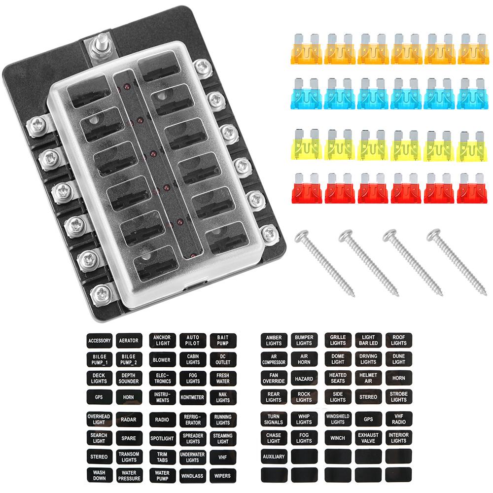 Fuse Box Holder 32V 100A For Auto Car Boat Marine M5 Stud With LED Indicator Light