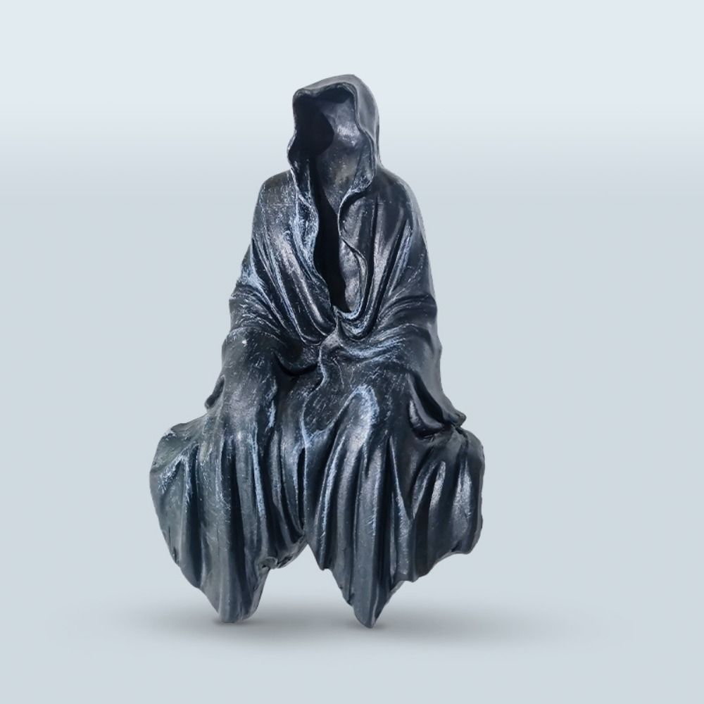 Black Robed Night Walker Ornaments Reaper Sitting Statue Black Clothes Mysterious Master Ornament
