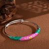 New Push Pull Flower Silk Enamel Bracelet Women's Ethnic Style Fashion Bracelet Colorful Bracelet for Girlfriend's Birthday Gift