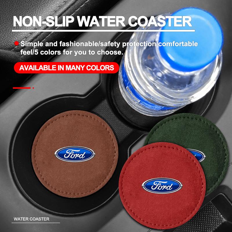 Car Cup Holder Pad PU Leather Slot Non-slip Coaster Mat For Ford Focus Mondeo MK1 MK2 MK4 MK3 Fiesta ST Line Kugo Transit Escape Fusion Explorer