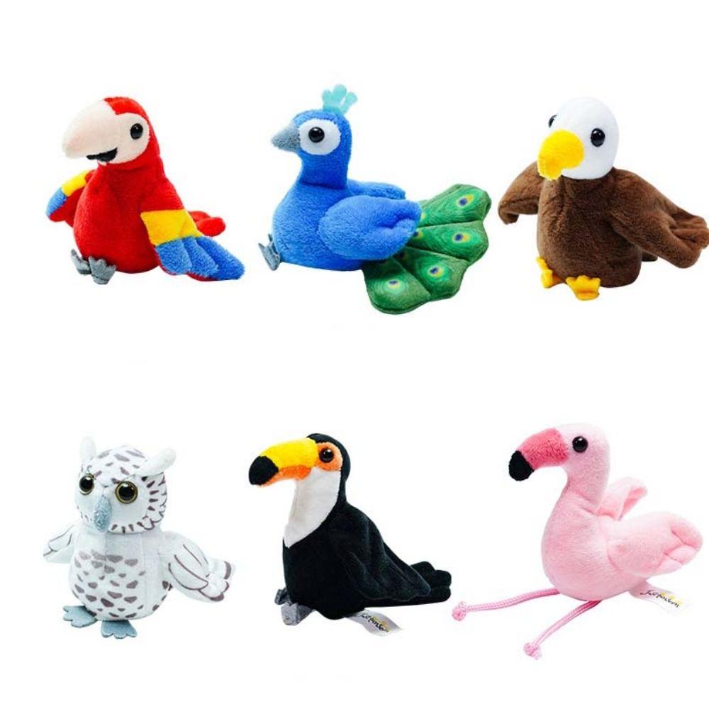 Plush Doll Bird Finger Puppet Stuffed Animal Animal Hand Puppet Parrot Finger Doll Interactive Toy