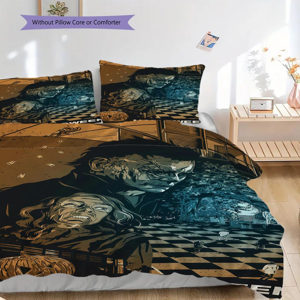 Halloween Horror Poster Bedding 1 Duvet Cover 2 Pillowcase Without Core Duvet Cover And Pillowcase Bedding Set Soft And Comfortable