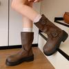 Thick-soled Boots Women's 2025 Autumn New Models But Knee-high Knight Boots British Brown Western Cowboy Boots