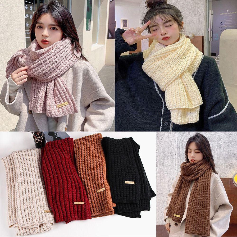 Windproof Knitting Scarf Thickening Warm Tube Couple Warm Neck Cover Thermal Neck Warmer  Men Women