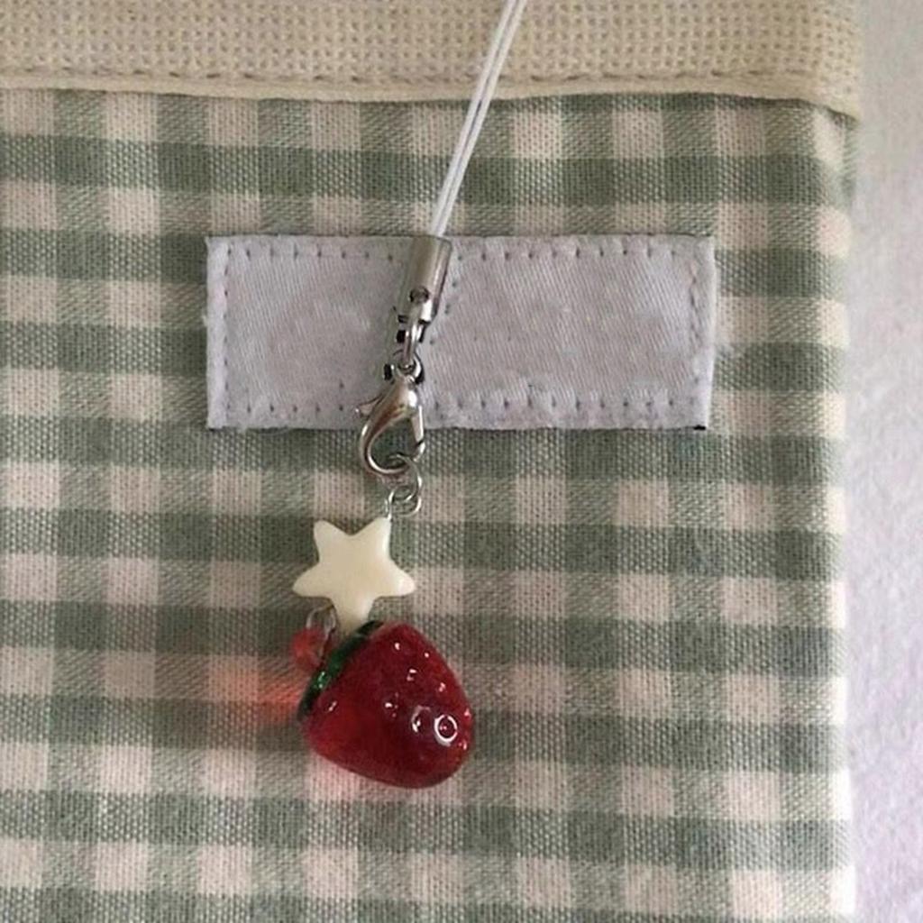 Fashion Strawberry Star Hangings Pendant Sweet Phone Strap Bag Decoration Portable Hangings Lanyard for Girls Women