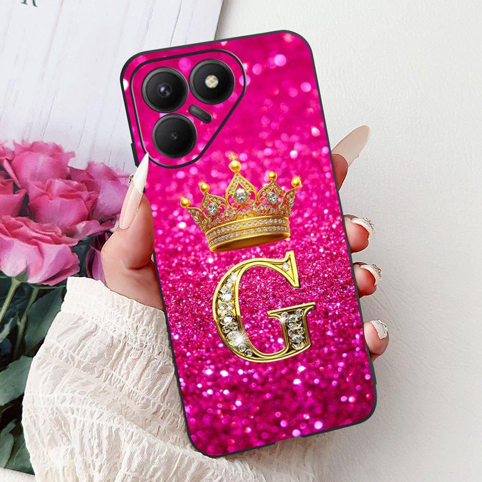 For Tecno Pova 7 5G Fashion Crown Letter Phone Case For Tecno LJ7 Pova7 Soft Silicone TPU Bumpers