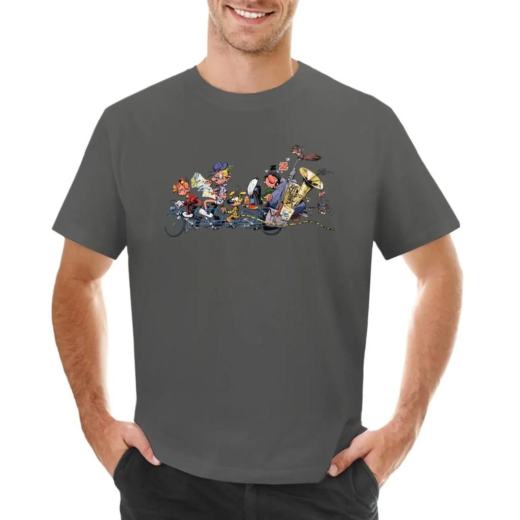 Gaston Marsupilami And Spirou Tshirt Anime Boys Animal Print Designer T Shirt Unisex Short Sleeve Round Collar New In Tops Tees