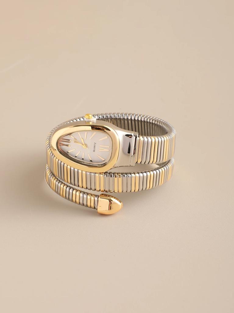 1pc-High Quality and Fashionable Women's Snake Head Alloy Case Exquisite and Luxurious Quartz Women's Watch