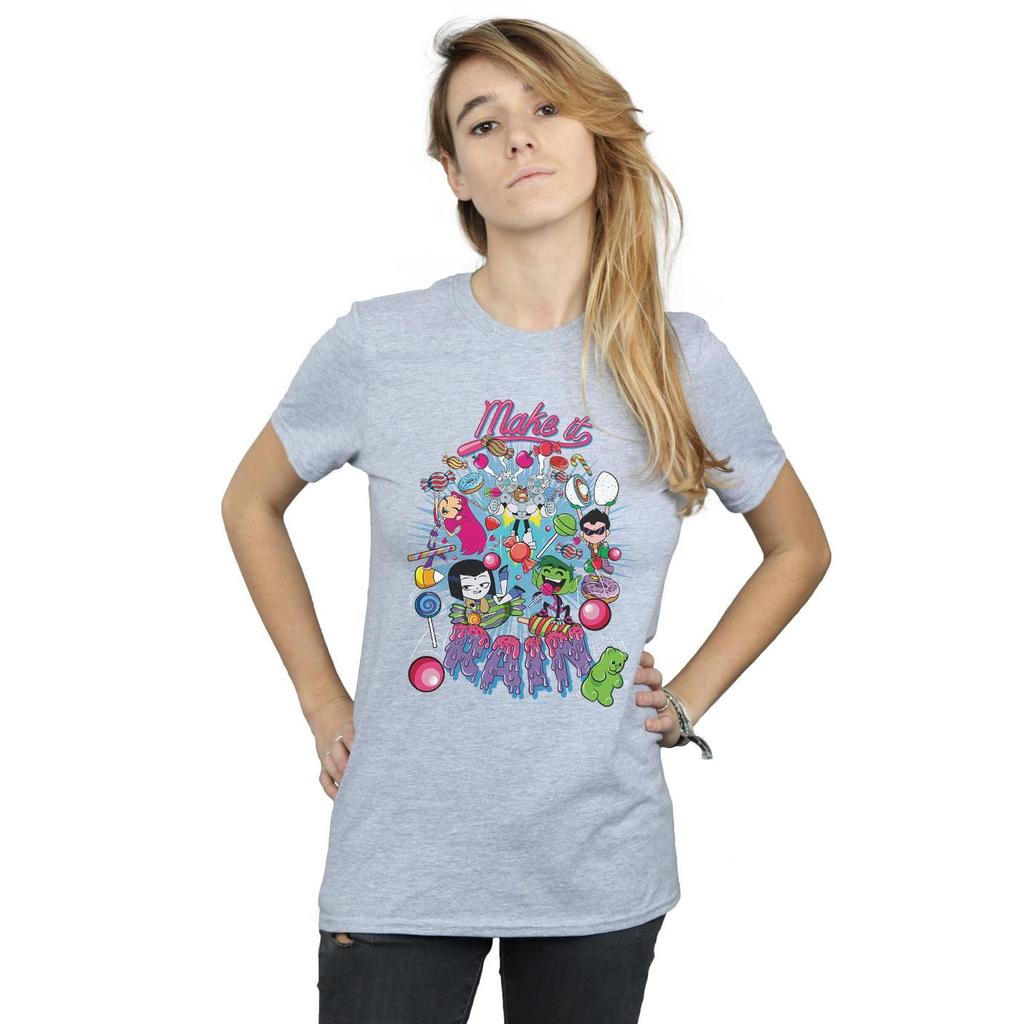 DC Comics Womens/Ladies Teen Titans Go Make It Rain Cotton Boyfriend T-Shirt