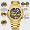 Men's Multifunction Quartz Watch Chronograph Luminous Water-Resistant Luxury Golden Steel Bracelet Men Moonswatch