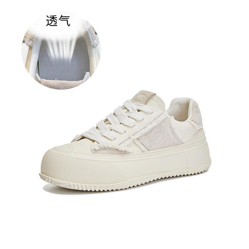 Кожаные маленькие белые туфли женские весенние новые ретро повседневные кеды на платформе увеличивающие рост женская мода контрастный цвет женские туфли