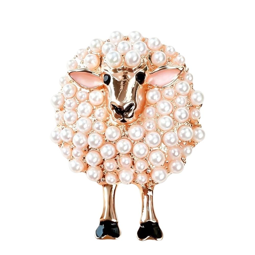 Zinc Alloy Pearl Brooch Full Drill Design Fashion Brooch Sheep Brooch  For Bags Hats T-shirts Jeans