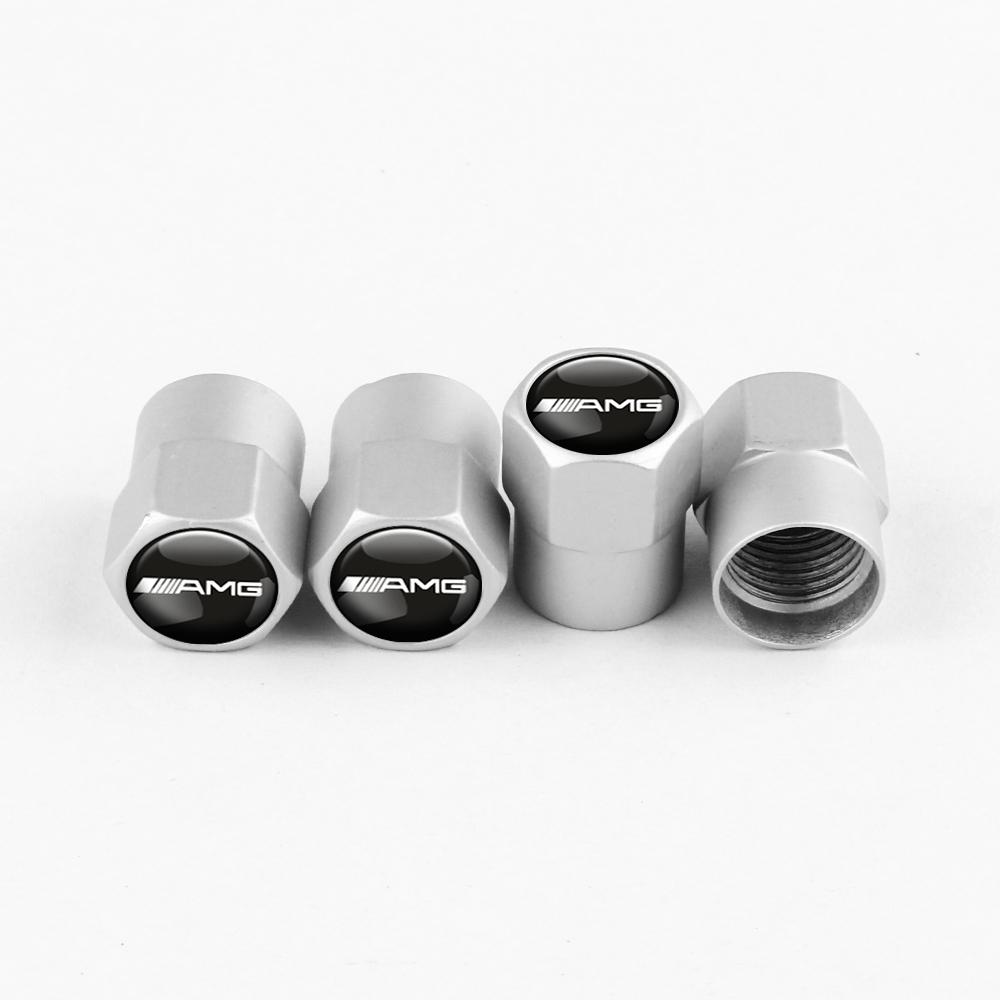 CQY1 4pcs Metal Car Wheel Tire Valve Caps Stem Cover For AMG W140 W168 W169 W176 W177 GLS GLB EQC CLS SLK A200 GLK CLK A260 GLC CLG