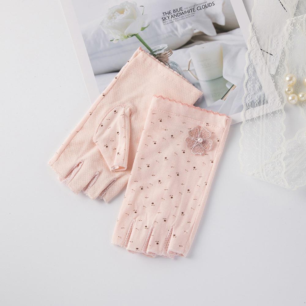 Anti-slip Women Half-finger Gloves Cotton Sunscreen Gloves Fashion Cycling Gloves for Cycling