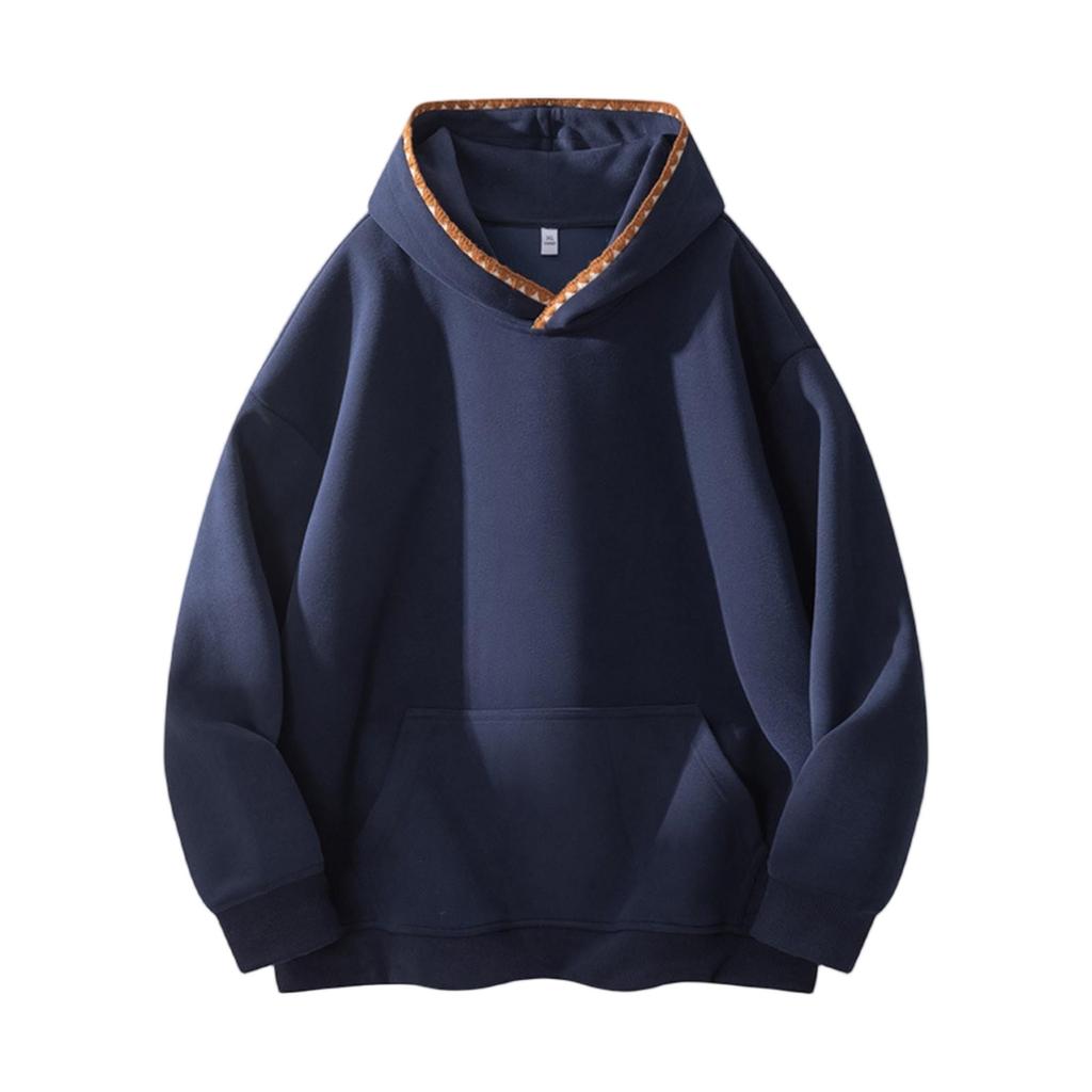 Men's Loose Solid Color Hooded Pullover Hoodie Large-sized Fashionable Casual Sports Hoodie Jacket