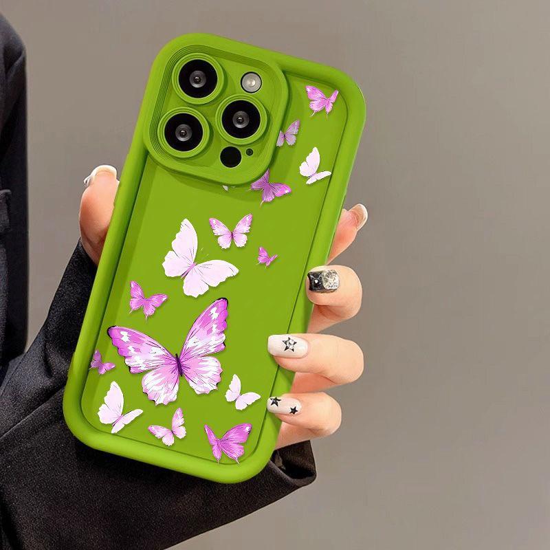 Фиолетовая бабочка для чехла мобильного телефона iPhone17 ProMax 16 Apple 17 матовый 14/15 Премиум 13 фабрика