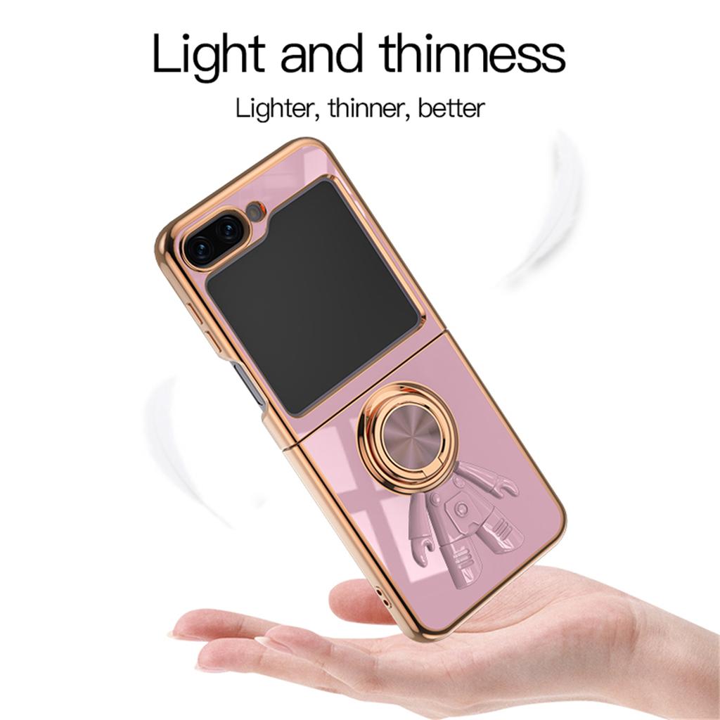 For Samsung Galaxy Z Flip5 5G Case with Astronaut Ring Kickstand 6D Electroplating TPU Phone Cover